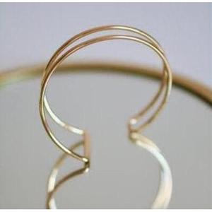 Handmade Classic Gold Plated Brass Cuff Bracelets Geometric Shape Patterned <b>Bangles</b> - Product Image 3