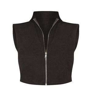 Haut sans manches personnalisé de haute qualité pour femmes, aspect lin noir, col haut, style fête et décontracté, dos avec logo, fabrication en gros - Product Image 4