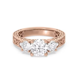 Anillo Decorativo Vintage con un Diamante Redondo de 1 Quilate Cultivado en Laboratorio F-VS1, Engastado en Oro Sólido de 14K, Regalo Romántico para Ella - Product Image 3