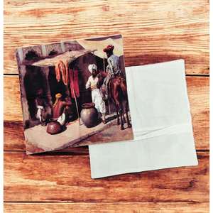 Juego de 2 Fundas de Cojín Cuadradas de 16x16 con Estampado Digital de Escena de Mercado Indio Vintage para Uso Doméstico - para Sofá, Sala de Estar - Product Image 2