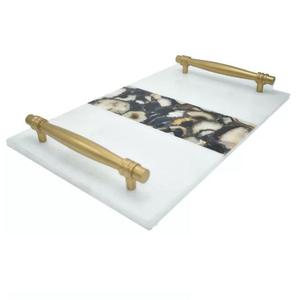 Plateau en marbre forme personnalisée plateau de service en marbre naturel blanc décoratif de haute qualité pour plateau de service de noël - Product Image 6