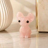 Statue de chat sphynx rose en cristal poli, sans poils, pour la décoration de bureau, pour les amoureux des animaux et les collectionneurs de cristaux
