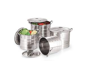 Olla Profunda de Acero Inoxidable de Alta Capacidad con Acabado Cromado, Juego de Ollas para Sopa, Apta para Inducción y Lavavajillas, para Cocinar al Vapor y Hervir - Product Image 2