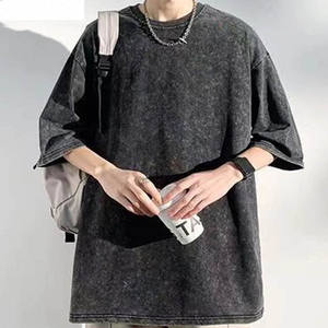 T-shirts unisexe surdimensionnés à manches courtes et à épaules tombantes vintage personnalisés 100 coton T-Shirt lourd délavé à l'acide - Product Image 2