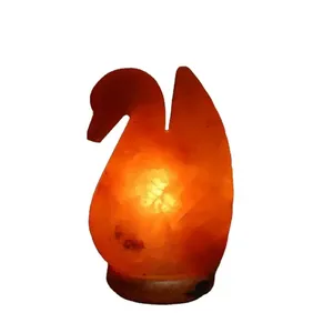 Wholesale Swan Shape Himalayan Salt Lamp Hand Carved Animal Shape Premium Quality Decoration With Wooden Base Enamel Pins