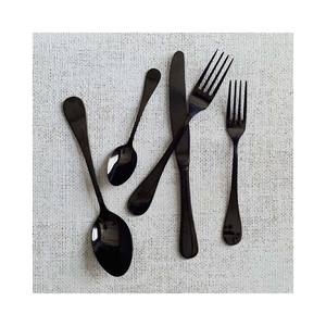 Washable Custom Logo <b>Black</b> Long Rectangular Handle & Gold Plated Luxury Hotel Wedding Flatware <b>Set</b> Gold <b>Cutlery</b> <b>Set</b> Flatware - Product Image 5