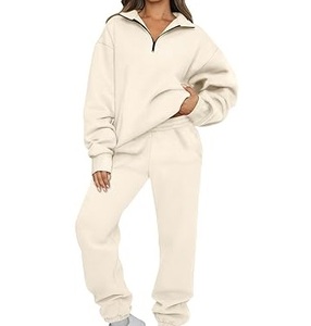 Gran oferta, chándales de lana de 2 piezas, chándal para hombre, entrenamiento, gimnasio, Fitness, prendas de vestir exteriores de trabajo, chándales holgados apilados delgados en blanco - Product Image 2