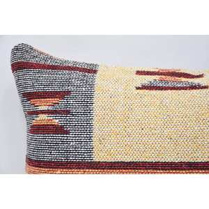 Almohada de lana estampada Vintage geométrica 12x20 pulgadas Beige diseño de lujo para sala de estar estilo navideño - Product Image 2