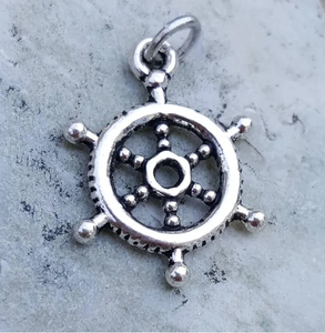 Handmade Magic Silver <b>Ship</b> Steering <b>Wheel</b> Pendant Charm, Boat Charms, Antique Silver Sailing Jewelry <b>Wheel</b> Handmade Decor - Product Image 1