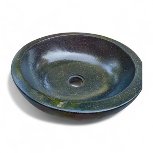 Lavabo de baño de terrazo de cemento de hormigón negro hecho a mano, lavabo de tocador de un solo orificio para uso en Hotel, diseño de encimera duradero - Product Image 3