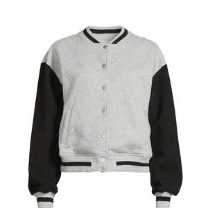 Chaqueta Corta Varsity con Mangas de Cuero Genuino y Bordado de Parches para Hombre, Chaqueta de Invierno - Product Image 6