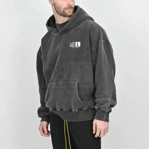 เสื้อฮู้ดซักกรดแบบสวมหัวขนาดใหญ่สำหรับผู้ชายเสื้อผ้าแนวสตรีท - Product Image 4