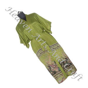 KL012 antiguo Floral seda Vintage Sari Kimono chaqueta de estilo largo caliente aspecto encantador estilo bohemio Vintage Sari Kimono Chaqueta larga - Product Image 5