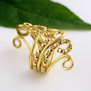 Modern Design Boho Swirl <b>Ring</b> Ethnic Brass <b>Rings</b> Women 18k Gold Plated Tribal Filigree <b>Statement</b> Band <b>Ring</b> for Wholesale/OEM/ODM - Product Image 3