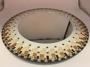 Luxury Handmade Metal <b>Mirror</b> Brown Blue Multicolored Modern Decorative Wall Art for Bathroom - Product Image 4