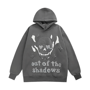 Sudadera con Capucha Gráfica Gótica para Hombre, Estampado de Calavera, Estilo Urbano Holgado, Sudadera con Capucha de Forro Polar para Invierno - Product Image 6