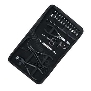 Hair <b>Extension</b> Application Tools Kit Silicone Padded Tape-In Plier Bead Crimping & Removing Tool Flat Crimper Loop Hook & <b>Clips</b> - Product Image 1