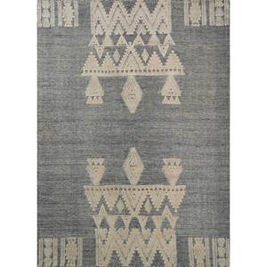 Alfombras de Lana Anudadas a Mano con Diseño Geométrico Azul Zuri, 9x12, Rectangulares, para Pasillo, Sala de Estar, Decoración del Hogar y del Automóvil - Product Image 1