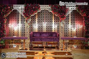 Maravillosa decoración de escenario de recepción de boda Tamil tradicional hindú Bala Ji escenario de boda Configuración de recepción de boda de Sri Lanka - Product Image 4