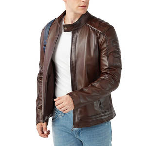 Chaqueta Universitaria de Cuero Vintage para Hombre de Alta Calidad, Cuello Alto, Piel de Vaca, con Capucha, Ropa de Otoño para Exteriores, Servicio OEM - Product Image 2