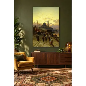 Impression sur toile du pont Galata et de la nouvelle mosquée au coucher du soleil - Product Image 2
