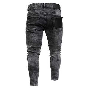 Jeans en denim classique pour homme, hiver, broderie unie, écologique, respirant, extensible, coupe droite, confortable pour tous les jours - Product Image 2