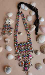 Afghani Oxidised Multi Stone Long Collier Set Pour Femmes Et Filles Beau Boho Collier Pour Femmes Unique Et Design Antique - Product Image 4