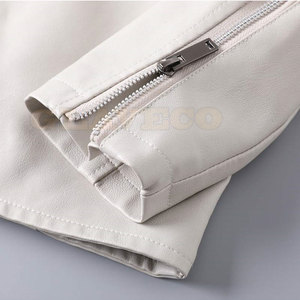 Lightweight Comfortable Men's <b>Winter</b> <b>Leather</b> <b>Jacket</b> with Stand Collar and Front Logo Waterproof & Breathable - Product Image 5