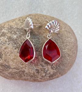 Pendiente de cristal de rubí de Plata de Ley 925, pendiente de aspecto hermoso y clásico, pendiente de plata y cristal de Rubí, regalo para ella - Product Image 6