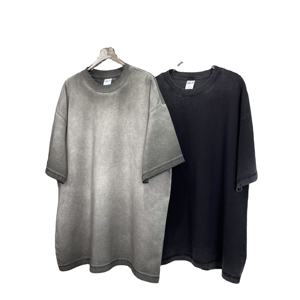 เสื้อยืดแขนสั้นผ้าคอตตอนสำหรับผู้ชายเสื้อผ้าแนวสตรีทเสื้อซักโอเวอร์ไซส์ทรงหลวมเปิดไหล่สำหรับฤดูร้อนผลิตจากผ้าคอตตอน - Product Image 1