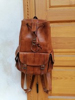 Sac à dos marocain unisexe en cuir Boho fait main en cuir marron