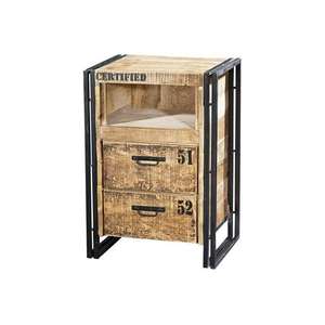 Buffet d'armoire avec finition naturelle et noire en bois de manguier massif 2 portes étagère ouverte tiroir de rangement meubles de maison d'Inde - Product Image 1