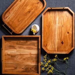 Bandeja de Madera Abstracta Hecha a Mano con Asas Doradas Mate, Decoración Natural para Servir, con la Mejor Calidad Disponible al Mejor Precio - Product Image 6