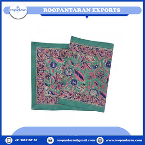 Camino de mesa de lona de algodón puro 100% bordado con estampado de bloque de mano Floral de Pascua 33X120 Cms tamaño personalizable suministro a granel - Product Image 6