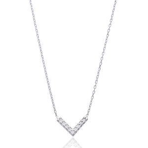 Pendentif Charme Délicat en Forme de V avec Pierre de Zircon Transparent, Bijoux Artisanaux Turcs en Argent Sterling 925, Vente en Gros - Product Image 1