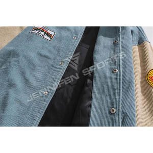 Veste universitaire en tissu de lin lisse de baseball personnalisée patchs de broderie personnalisés, fermeture à bouton, doublure intérieure matelassée - Product Image 3