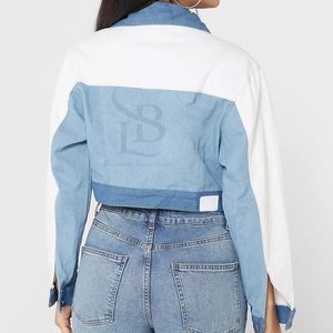 แจ็กเก็ตผ้ายีนส์ของผู้หญิงแจ็กเก็ตทรงครอปดีไซน์ล่าสุด - Product Image 4