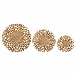 Vietnamien tissé à la main Boho tenture murale jacinthe d'eau décor plateau panier taille personnalisée plaque napperon et tenture murale décor - Product Image 3