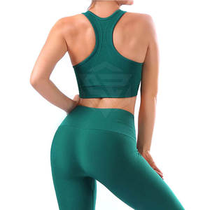 Vêtements de Fitness de haute qualité pour femmes à la mode motif solide Yoga Legging taille élastique Top vente en ligne ensemble d'entraînement ensembles de Yoga - Product Image 2