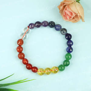 Natural 8mm Faceted Chakra Crystal Bracelet for Balance Positivity Protection & Spiritual Growth-Reiki Charged - Product Image 3