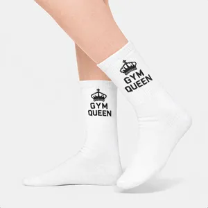 Chaussettes de tennis classiques GYM Queen, brodées, compressives, antibactériennes, logo personnalisable, technique de sublimation numérique, collection automne - Product Image 2