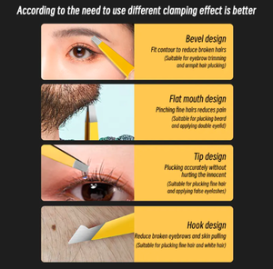 Pinzas para Cejas Amarillas de acero inoxidable, herramienta de belleza de Punta inclinada para maquillaje de cejas, diseño puntiagudo, venta al por mayor, 1/2/4 Uds. - Product Image 5
