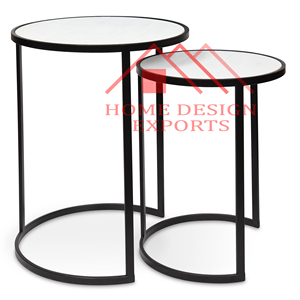 Wooden Wooden Top Black Metal Frame 2025 Classic Home Decorative Furniture Nesting Table - Product Image 6