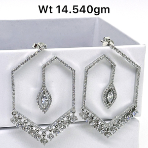 Pendientes colgantes de cristal de Zirconia cúbica completamente pavimentados para mujer, fiesta de boda, colgante de gota de plata 925 diario, pendientes de CZ - Product Image 2