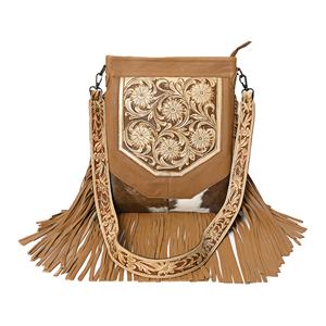 Sac à main de luxe pour femme en cuir de vachette de qualité supérieure, fait main, avec franges en poils naturels et sacs détachables - Product Image 1