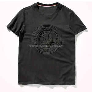 2025 hommes bio 100% coton impression 3d gaufrage T-shirts graphique personnalisé Logo en relief t-shirt - Product Image 1