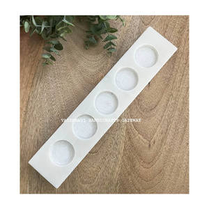 Portavelas Cuadrado de Mármol Sólido Hecho a Mano 2023, Decoración del Hogar de Imitación Antigua, Técnica de Piedra Pulida, Obra de Arte - Product Image 1