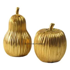 Moulins à sel et à poivre entièrement plaqués or de haute qualité en aluminium coulé en forme de pomme et de poire de fabricant indien - Product Image 1