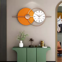Horloge murale grand format à aiguilles silencieuses, design classique, style Art Déco antique, nordique, en métal et verre orange, pour la maison et le bureau