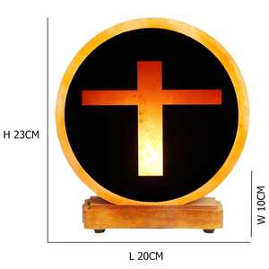 Lámpara de sal rosa del Himalaya respetuosa con el medio ambiente tallada a mano, artesanías naturales, decoración del hogar con letras de estilo cristiano incluidas - Product Image 3